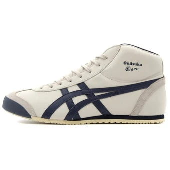 Onitsuka Tiger Mexico Mid Runner кожаные беговые кроссовки унисекс бежево-голубые | Китай.рф
