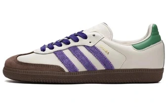 Женские кожаные кеды adidas originals SAMBA OG низкие бело-фиолетово-коричневые | Китай.рф