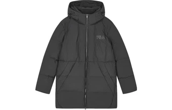 Мужская черная утепленная удлиненная парка FILA с капюшоном | Китай.рф