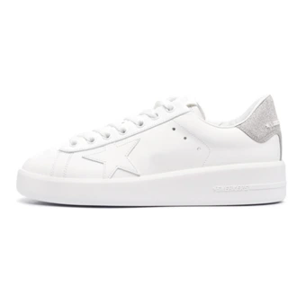 Женские кеды Golden Goose Purestar из кожи с круглым носком, серебристо-белые | Китай.рф