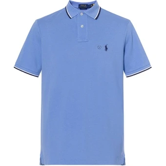 Поло Polo Ralph Lauren SS23 однотонное мужское синее | Китай.рф