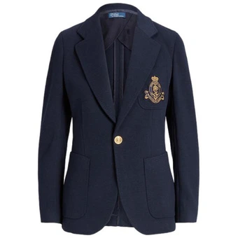 Женский однотонный пиджак с принтом Polo Ralph Lauren (тёмно-синий) | Китай.рф