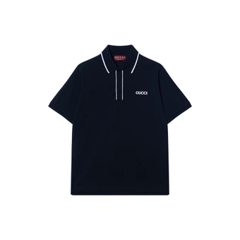 Поло GUCCI Logo Embroidered Polo Shirt, синее | Китай.рф