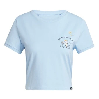 Женская футболка Adidas Sportswear CODES DOODLE GRAPHIC CROP, глянцевый синий | Китай.рф