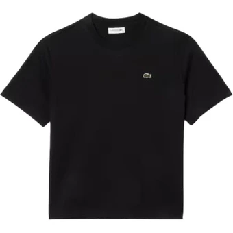 Футболка Lacoste logo crew-neck T-shirt женская черная | Китай.рф