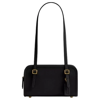 COACH Swing Zip Crushed Leather Shoulder Bag Small Women's Black | Китай.рф