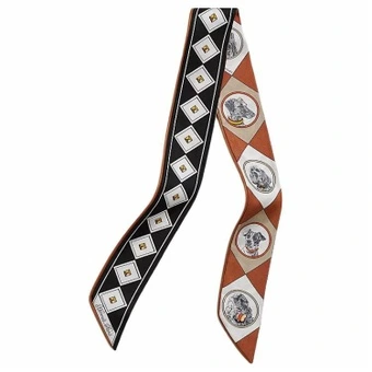 HERMES Шёлковый шарф HERMES с двусторонним узором, ошейник и собака, женский, карамельный | Китай.рф