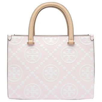 Сумка-тоут TORY BURCH T Monogram из кожи, розовая, средняя | Китай.рф