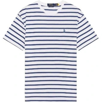 Polo Ralph Lauren Мужская футболка с круглым вырезом и полосками, белая | Китай.рф