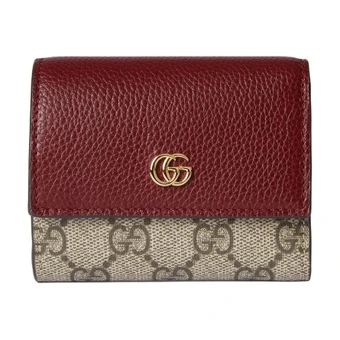 GUCCI GG Marmont Мини-кошелек двухцветный для женщин, красный и коричневый | Китай.рф