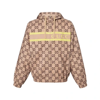GUCCI Gucci Lido серия, куртка с буквенным принтом на молнии, с капюшоном, с длинными рукавами, мужская, бежевая | Китай.рф