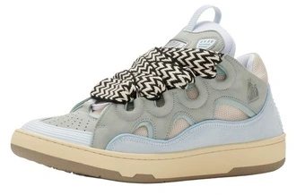 Lanvin Curb Leather Sneakers кожаные женские светло-голубые | Китай.рф