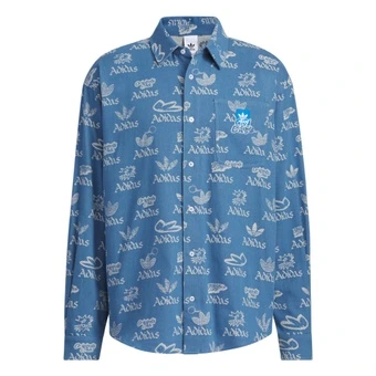 Рубашка Adidas Originals CITY SKATE мужская светло-голубого денима/белая | Китай.рф