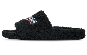 Женские меховые тапочки Balenciaga Parisian, черные | Китай.рф