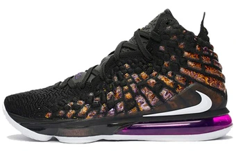 Баскетбольные кроссовки Nike LeBron XVII высокие мужские черно-фиолетовые | Китай.рф