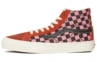 Кроссовки Vans SK8 LX в клетку высокие унисекс розово-черные | Китай.рф