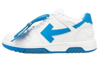 Мужские кожаные кроссовки OFF-WHITE Out Of Office бело-голубые | Китай.рф