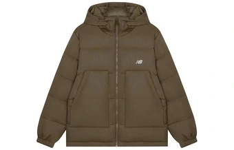 Мужской пуховик New Balance с капюшоном коричневый | Китай.рф