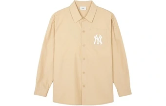 Рубашка MLB SS24 Нью-Йорк Янкиз Monogram Big Lux бежевая унисекс с вышивкой | Китай.рф