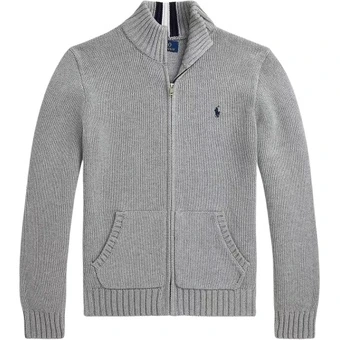 Polo Ralph Lauren FW24 Свитер с молнией и воротником, серый, детский | Китай.рф