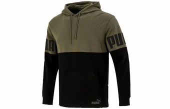 Мужской спортивный худи Puma с логотипом и контрастными вставками, хаки | Китай.рф