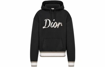 DIOR FW22 Толстовка с капюшоном, логотипом и карманами-кенгуру, мужская, черная | Китай.рф
