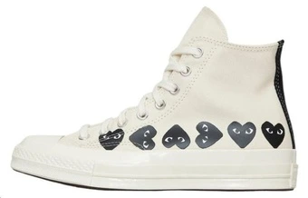 Кроссовки Converse x CDG Play Canvas High top unisex белые | Китай.рф