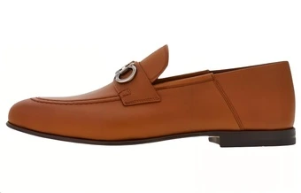 Лоферы FERRAGAMO Gancini-plaque Leather мужские коричневые | Китай.рф