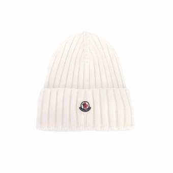 Шерстяная шапка Moncler унисекс молочного цвета с логотипом | Китай.рф