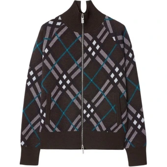 Женский свитер Burberry SS24 с клетчатым узором, двусторонней молнией, свободного кроя, черный | Китай.рф