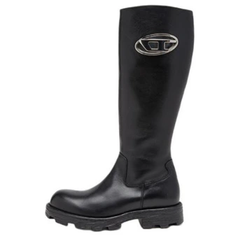 Женские высокие сапоги DIESEL OVAL D из коровьей кожи, черные | Китай.рф