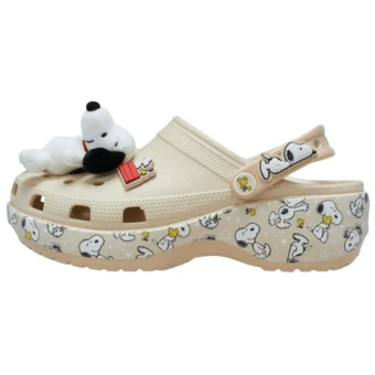 Клоги Crocs x PEANUTS Classic Platform Clog повседневные, на толстой подошве, с увеличением роста, женские, бежевые | Китай.рф