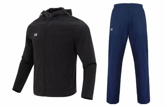 Мужской спортивный костюм Under Armour с капюшоном черный + синий | Китай.рф