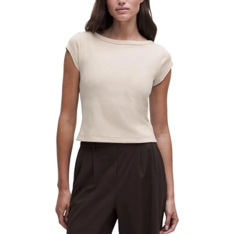 Футболка Lululemon Little Boat Neck женская песочно-коричневая | Китай.рф