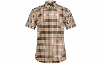 Мужская бежевая классическая рубашка Burberry в клетку | Китай.рф
