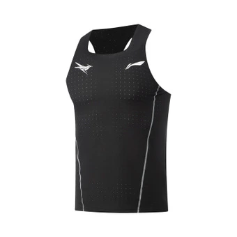 Li Ning Long Que Мужская дышащая быстросохнущая майка Черно-серебристая | Китай.рф