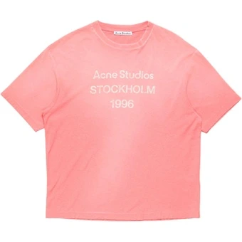Acne Studios T-Shirt унисекс с логотипом и круглым вырезом розовый | Китай.рф