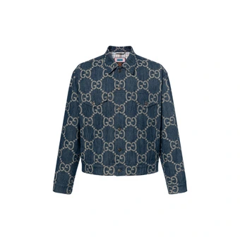Джинсовая куртка GUCCI с логотипом мужская синяя | Китай.рф