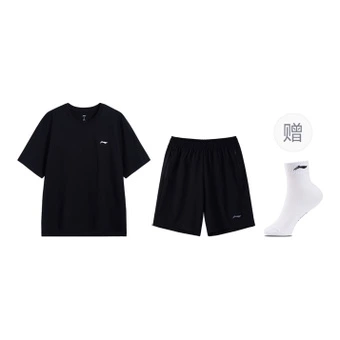 Черный мужской спортивный костюм Li-Ning с круглым вырезом и дышащей футболкой | Китай.рф