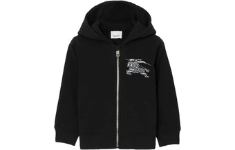 Худи Burberry SS24 с вышивкой и молнией, черное, детское | Китай.рф