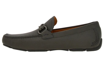 FERRAGAMO Лоферы GANCINI с рельефным узором и пряжкой мужские темно-серые | Китай.рф