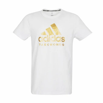 Мужская футболка Adidas с логотипом, белая с золотом | Китай.рф