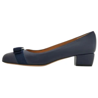 FERRAGAMO Vara Кожаные повседневные туфли 3см женские синие | Китай.рф