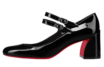 Christian Louboutin Застежка Лак Каблук 5.5 см Женские Черные | Китай.рф