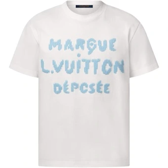 Футболка LOUIS VUITTON SS26 с круглым вырезом и буквенной вышивкой, стандартная, мужская, белая | Китай.рф