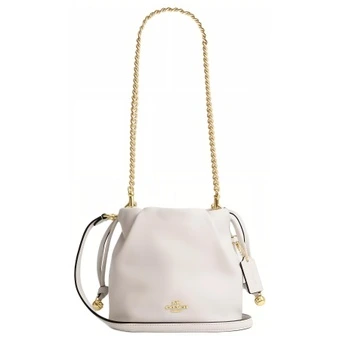 Мини сумка COACH Faye из телячьей кожи белая с золотом | Китай.рф
