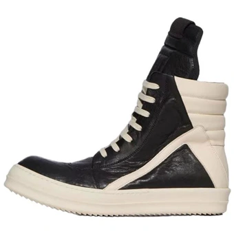 Высокие кеды RICK OWENS Geobaskets для скейтборда, черные с белым | Китай.рф