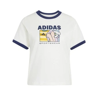 Футболка Adidas женская белая с круглым вырезом умеренного кроя | Китай.рф