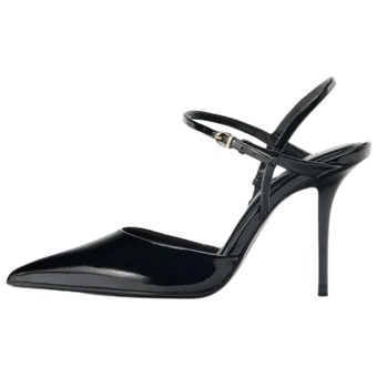 ZARA PU Тонкий Каблук Высокие Туфли 10см Женские Черные | Китай.рф