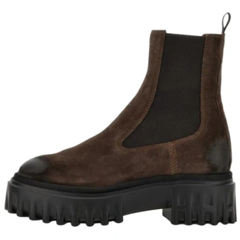 Женские короткие ботинки Челси HOGAN H700 Suede Round Toe Brown 7.6cm | Китай.рф
